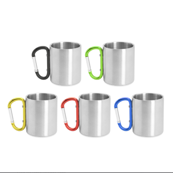 Металлический кружка Gayart с ручкой-карабином походная, 230 мл.